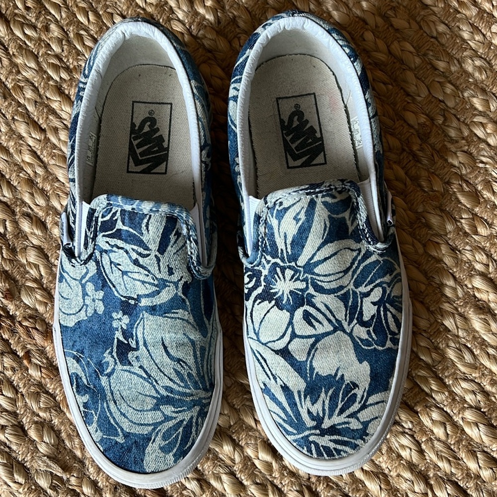 Vans Indigo Tropical Blue Denim Slip On Sneaker